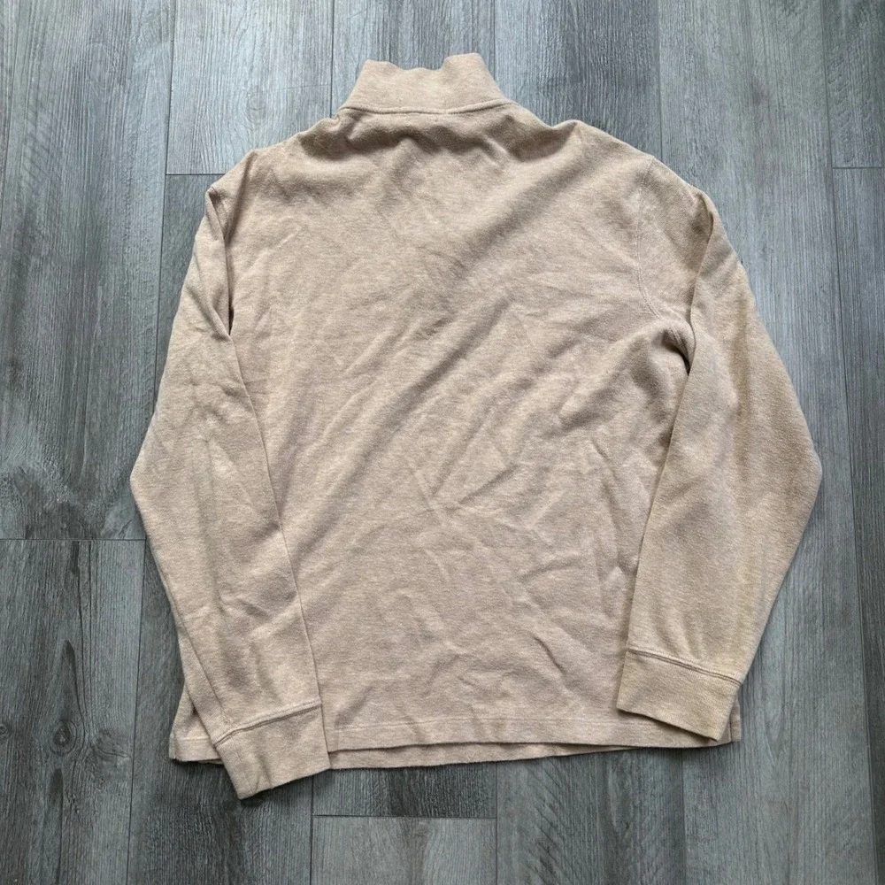 Polo Ralph Lauren 1/4 Zip Beige Cotton Pullover Sweater Men's L Estate rib